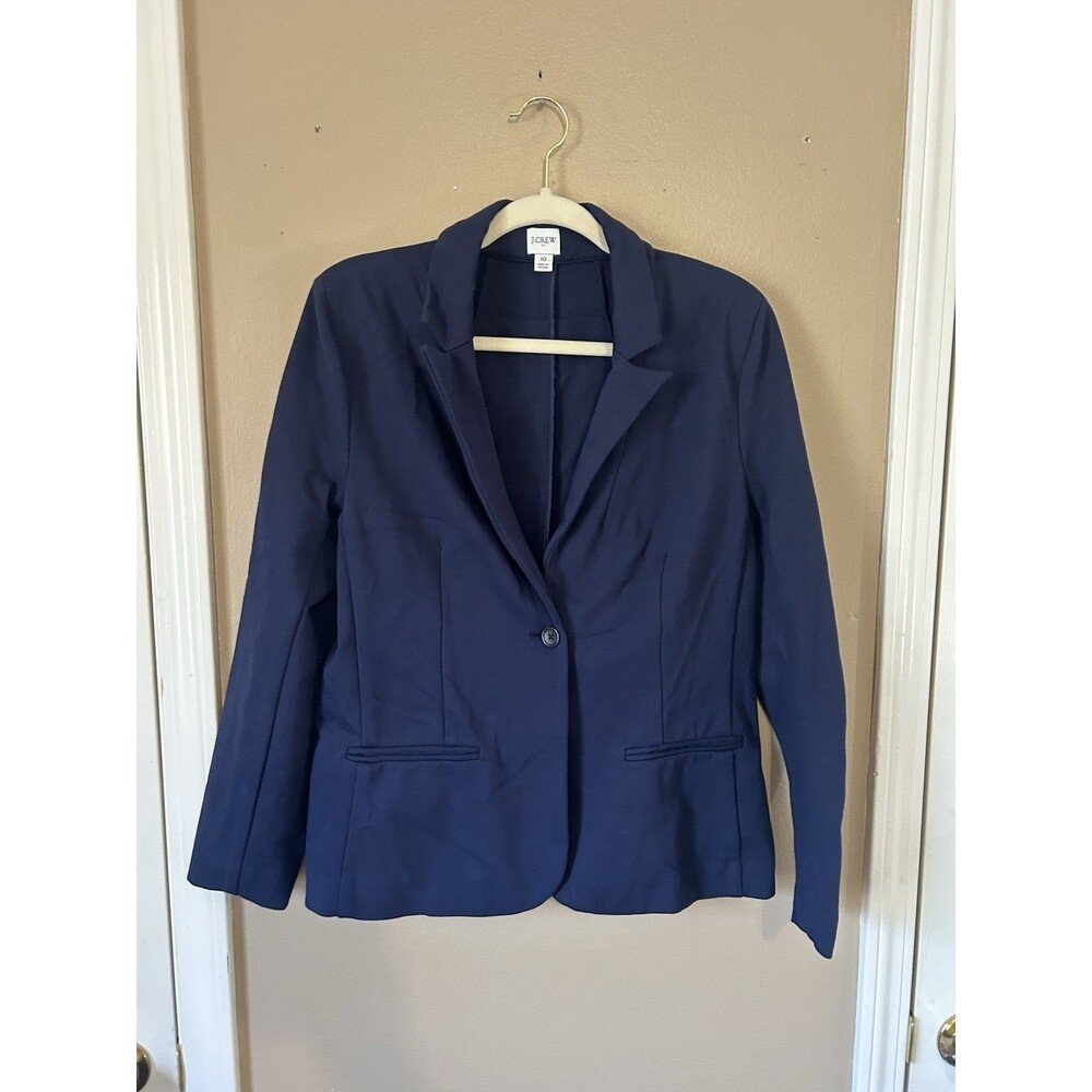 J Crew Blazer Jacket Womens 10 Navy Blue Ponte Work Stretch Career